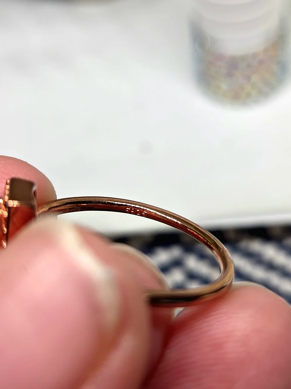 Rose Gold .925 Rectangular Halo Ring with Center Stone